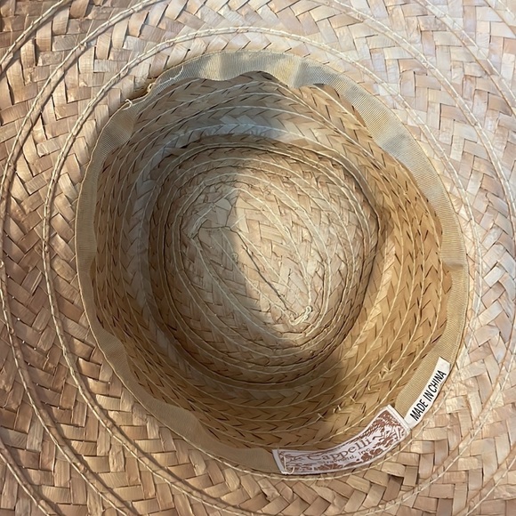 Capelli Straworld, Inc. Straw Wide Brim Sun Hat Beaded and stone details OS - Picture 6 of 13